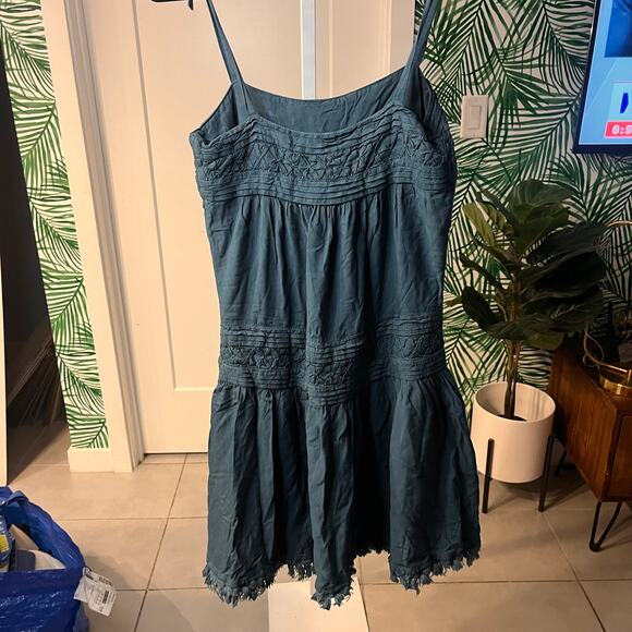 Anthropologie Floreat Senna Dress Turquoise Tie Sleeve Boho Sundress Size Small - Picture 3 of 11